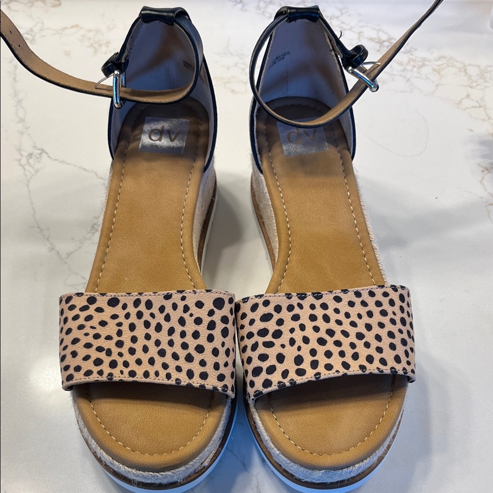 DV by Dolce Vita Pink and Black Cheetah Print Wedge Sandals